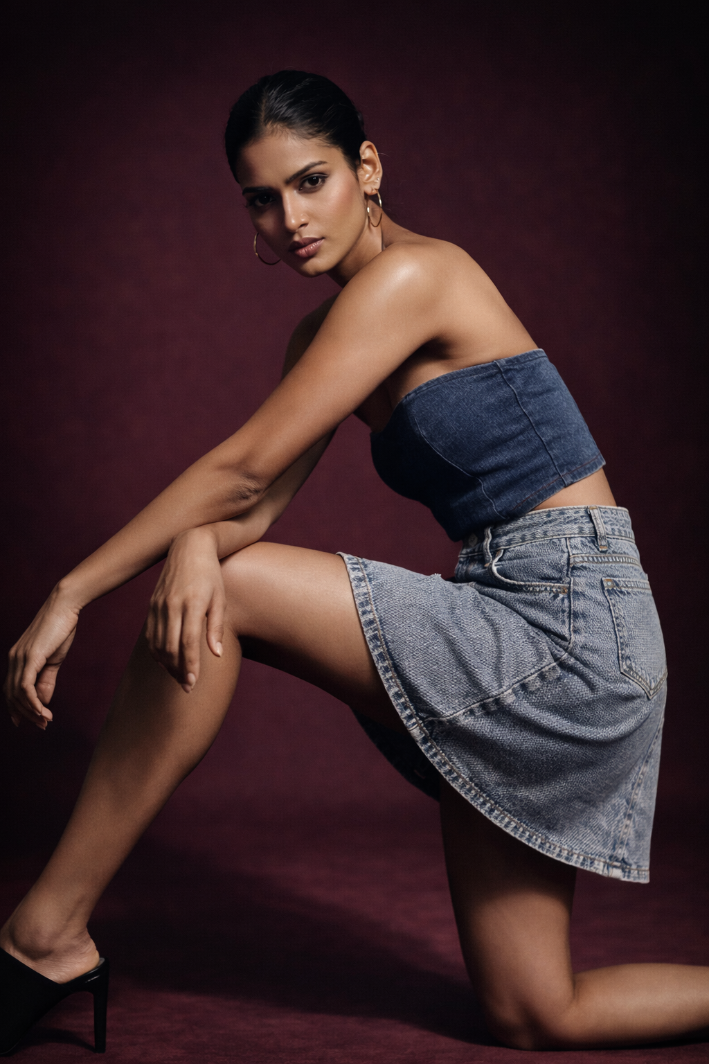 Glazy Denim Mini Skirt