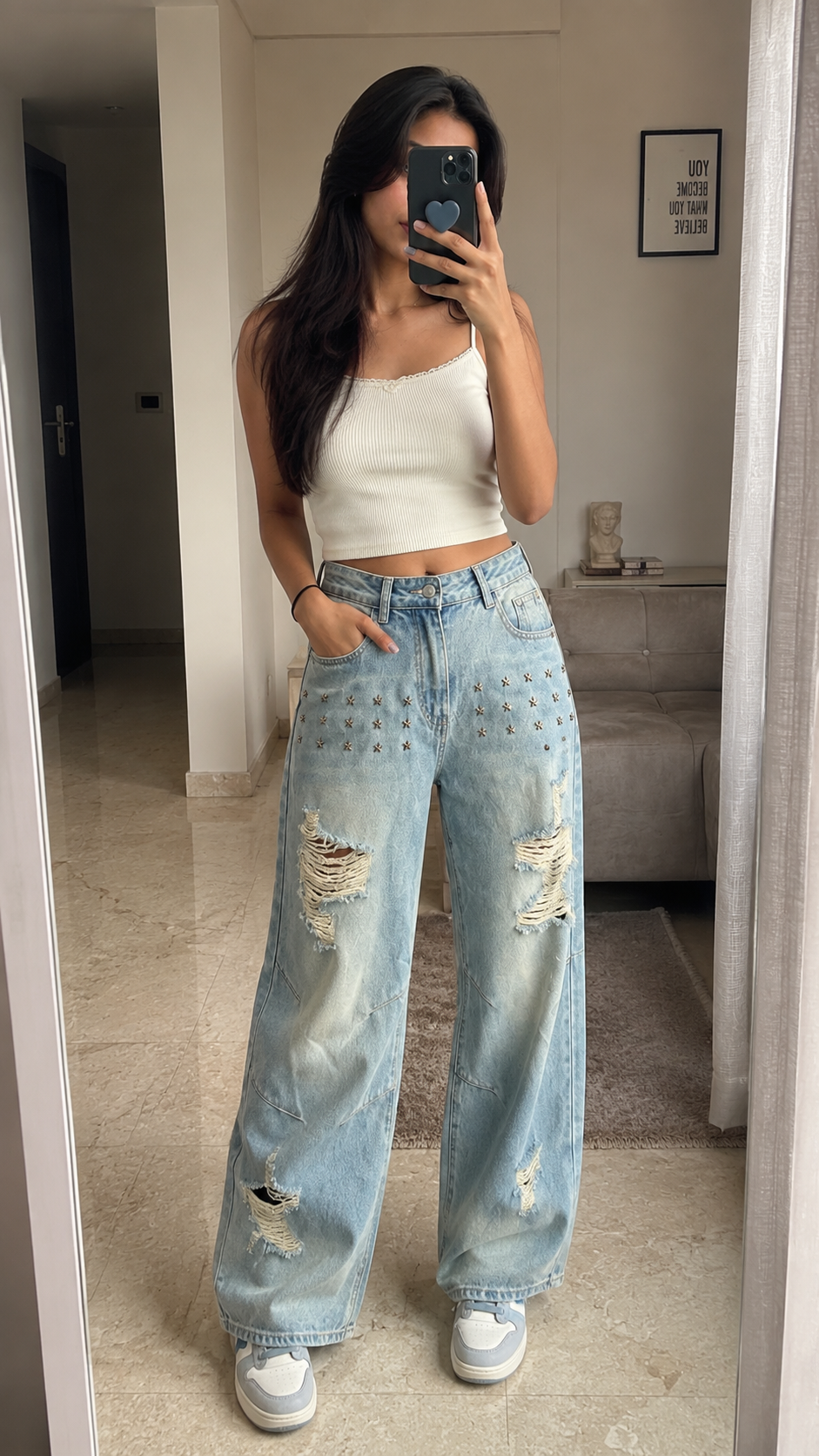 Star Stud Wide-Leg Jeans
