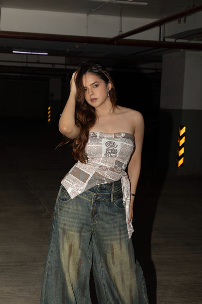 Vintage Strapless Tie Top