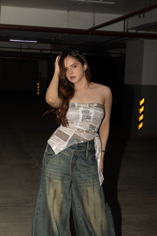 Vintage Strapless Tie Top
