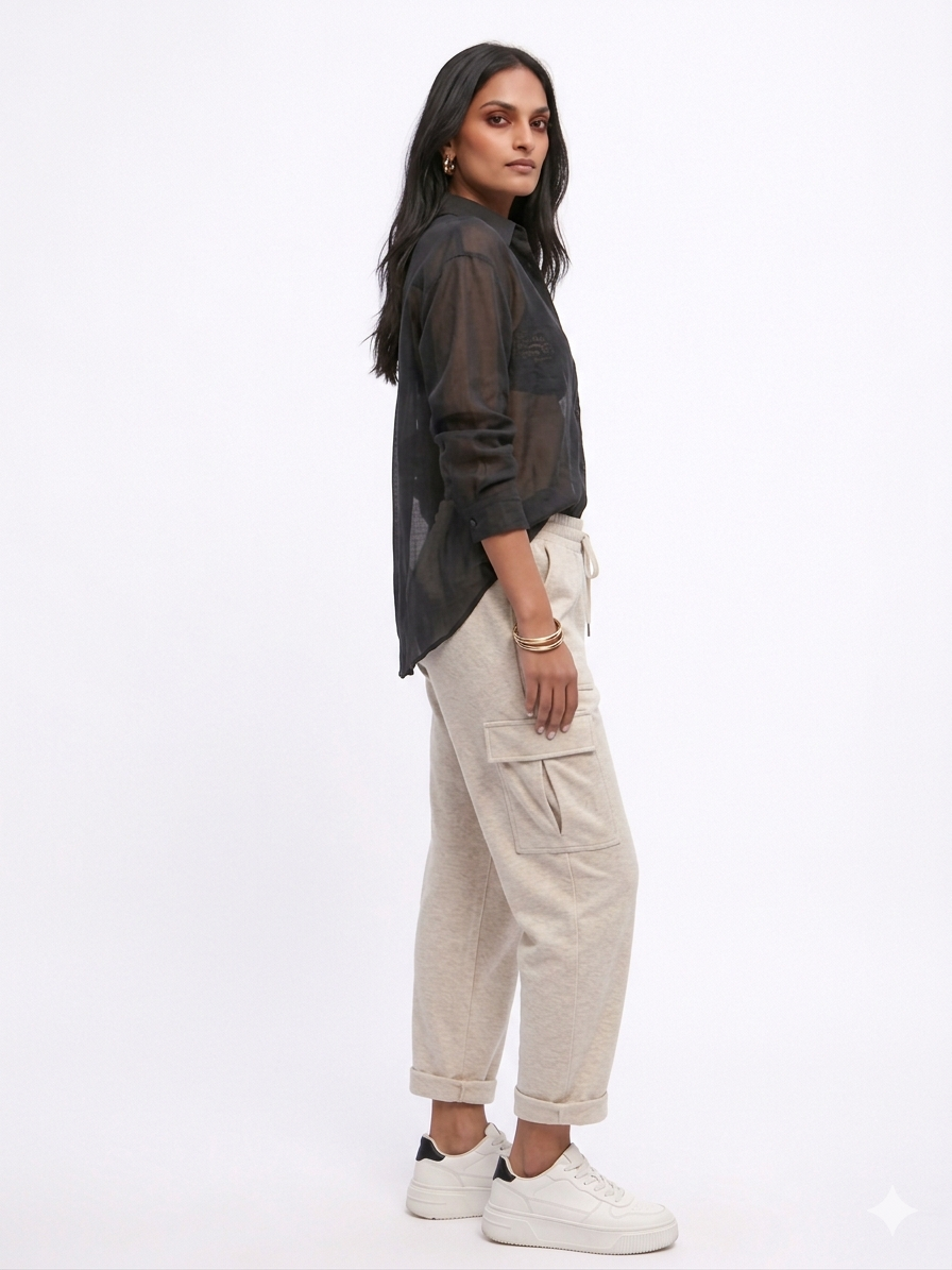 Relaxed Sheer Button-Up Shirt