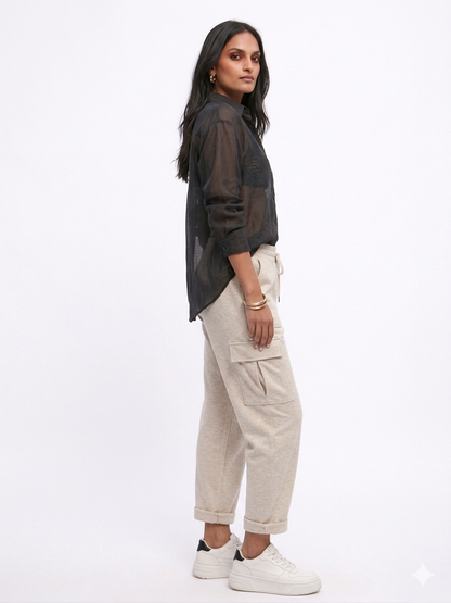Relaxed Sheer Button-Up Shirt