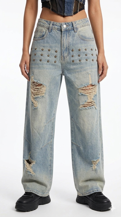 Star Stud Wide-Leg Jeans