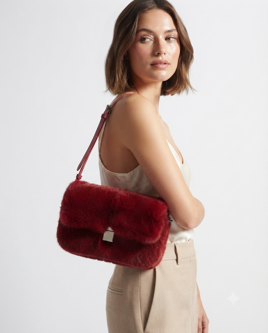 Midnight Plush Faux Fur Crossbody