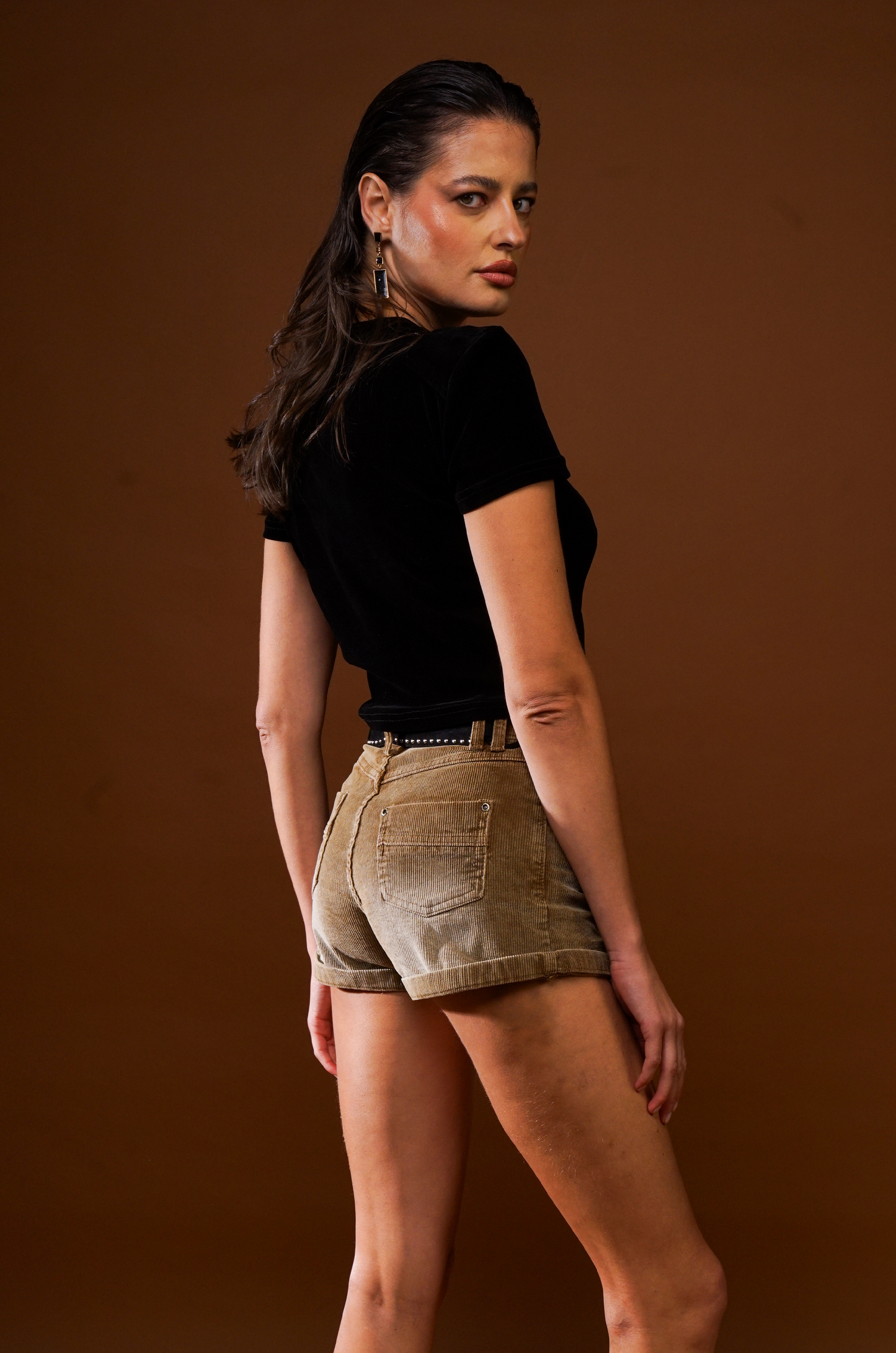 Nude Suede Shorts