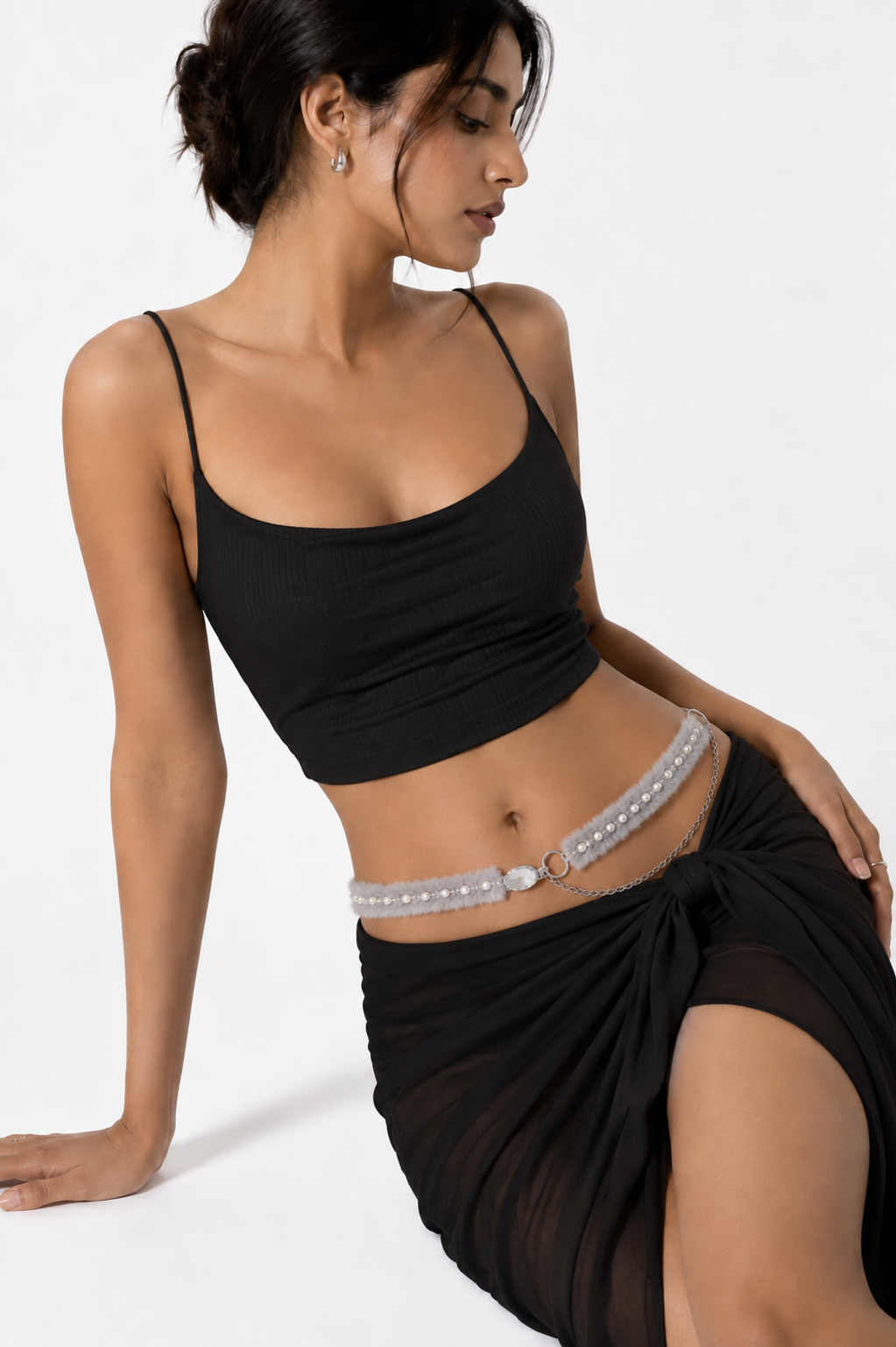 Luxe Pearl Fur Belt