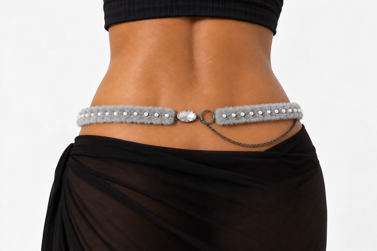 Luxe Pearl Fur Belt