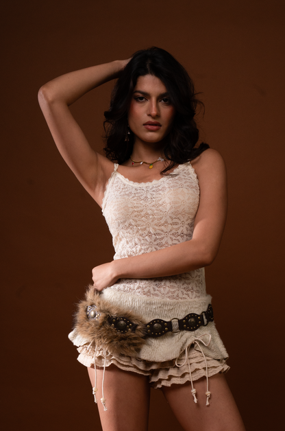 Black Fur Edge Belt