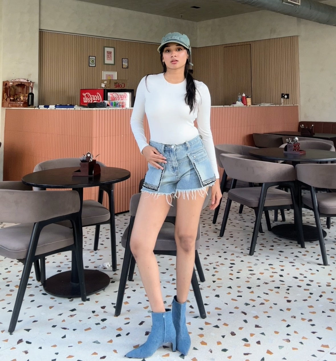 Stone Denim Shorts