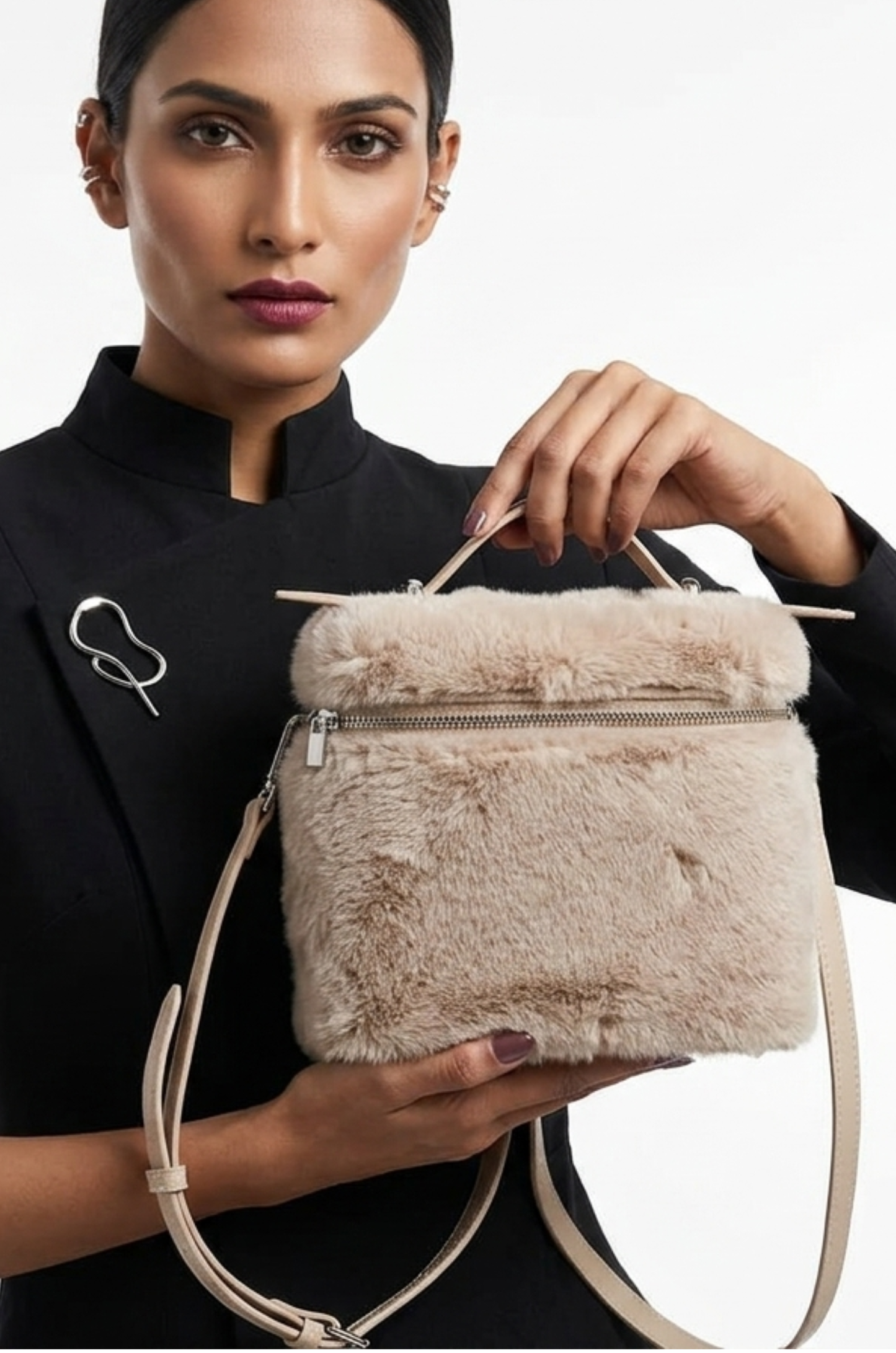 Champagne Plush Vanity Backpack