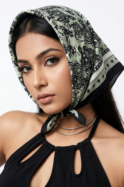 Sage Baroque Floral Bandana