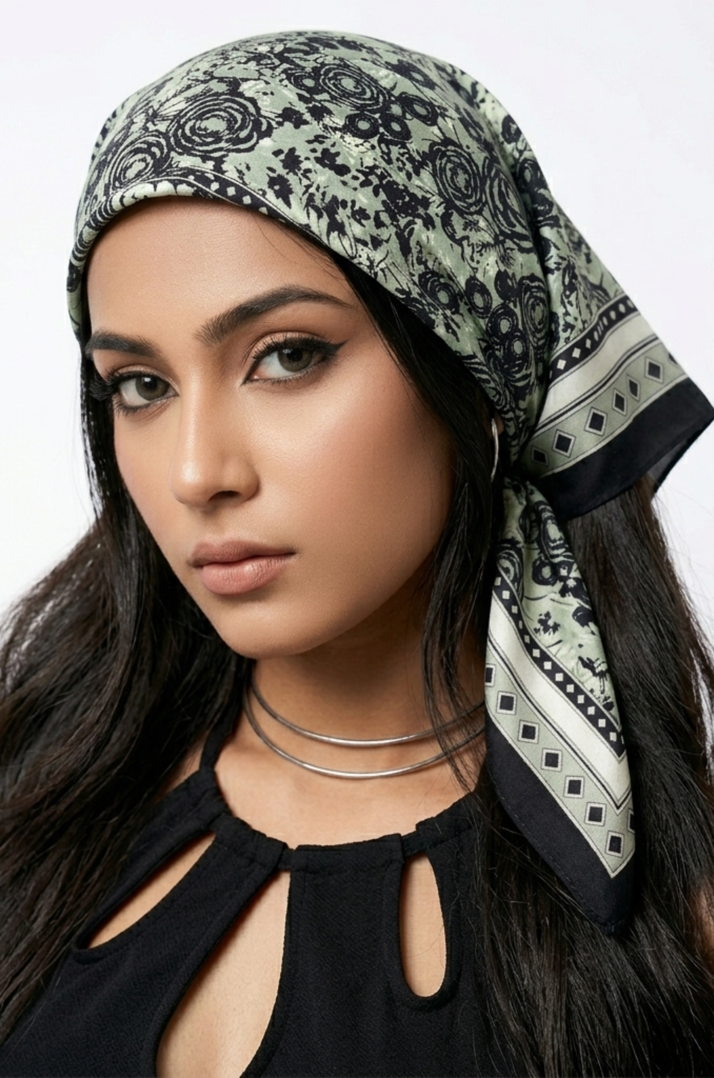 Sage Baroque Floral Bandana