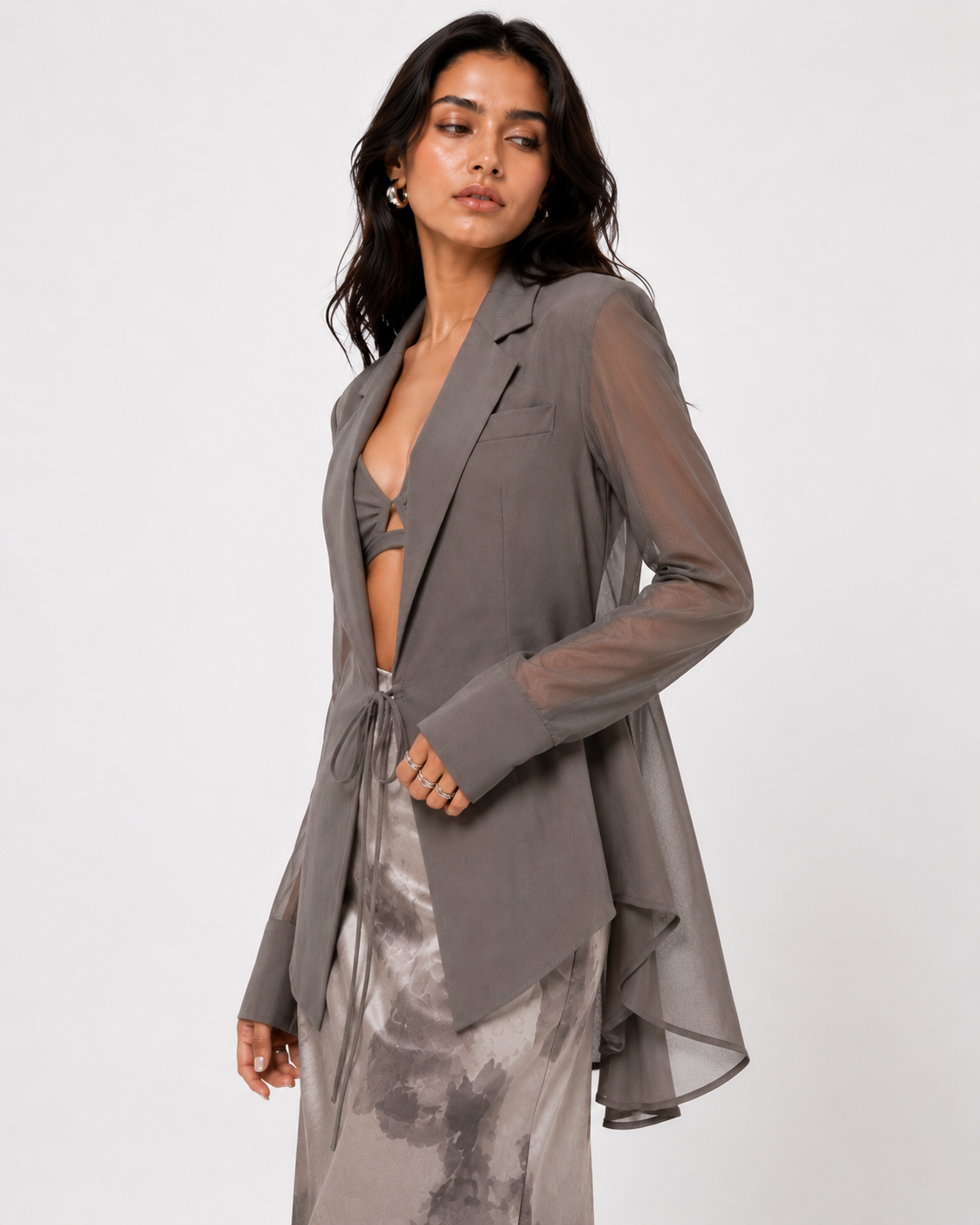 Aura Sheer Tiered Blazer