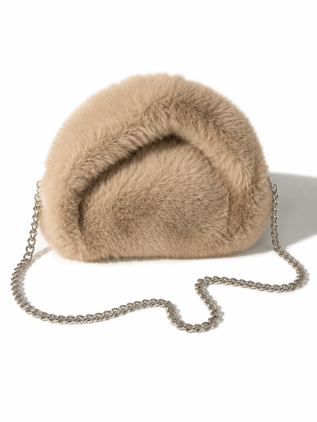 Arctic Cloud Faux Fur Slouch Bag