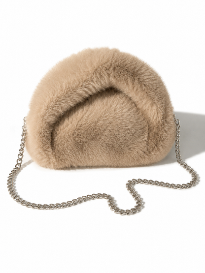 Arctic Cloud Faux Fur Slouch Bag
