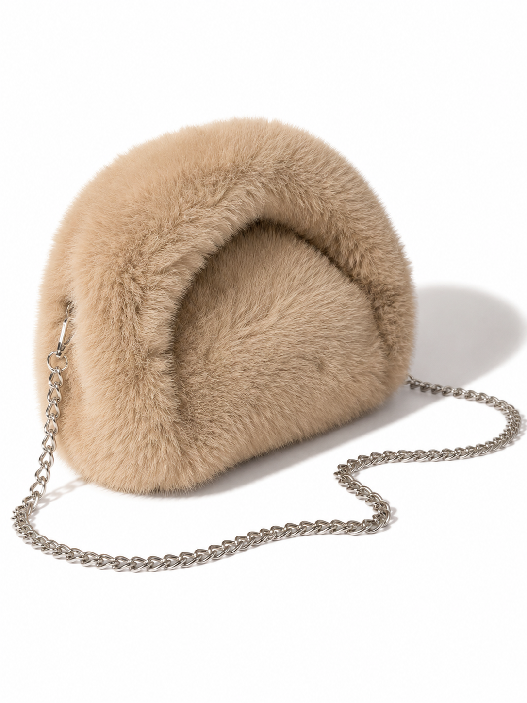 Arctic Cloud Faux Fur Slouch Bag