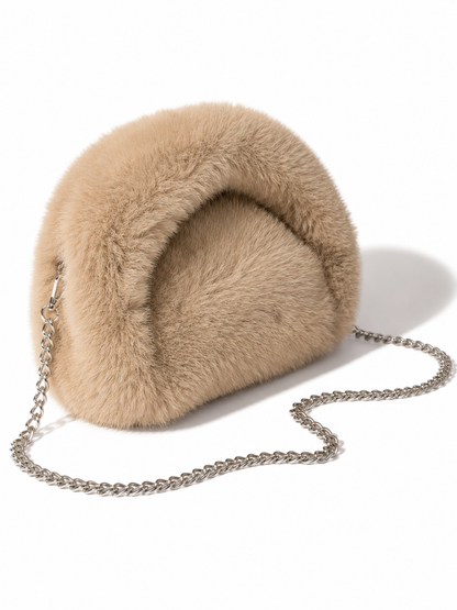 Arctic Cloud Faux Fur Slouch Bag