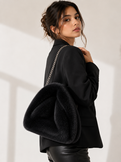 Arctic Cloud Faux Fur Slouch Bag