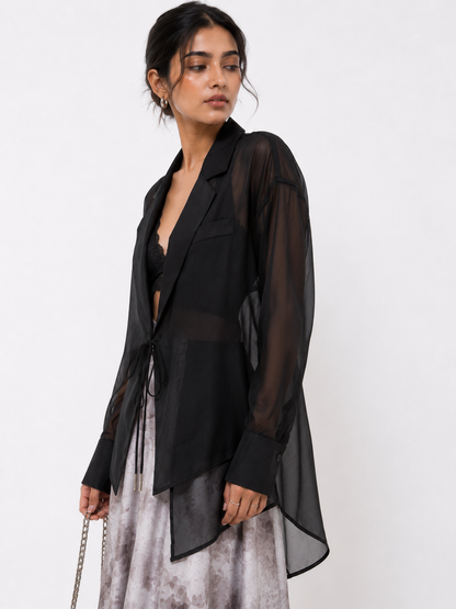 Aura Sheer Tiered Blazer