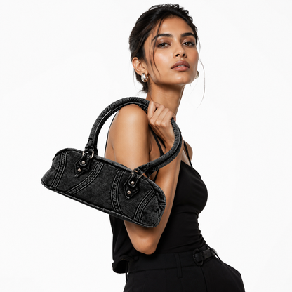 Onyx Aura Denim Barrel Bag