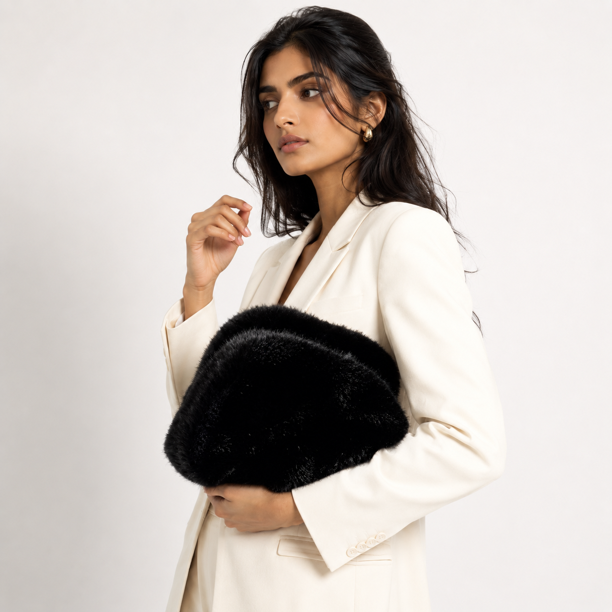 Onyx Luxe Faux Fur Bag
