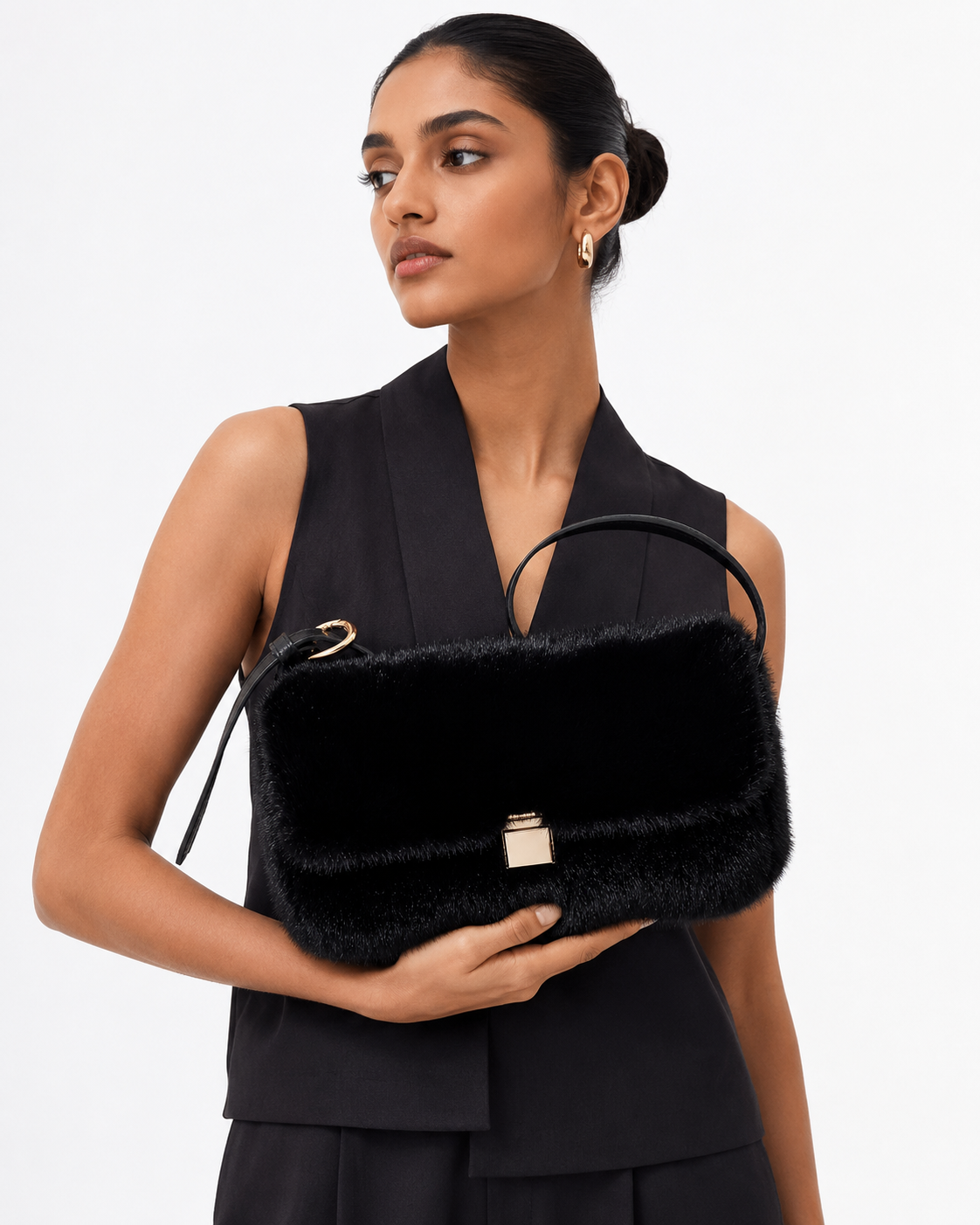 Midnight Plush Faux Fur Crossbody