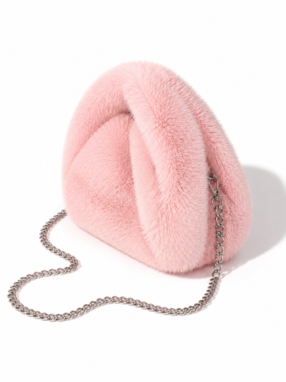 Arctic Cloud Faux Fur Slouch Bag