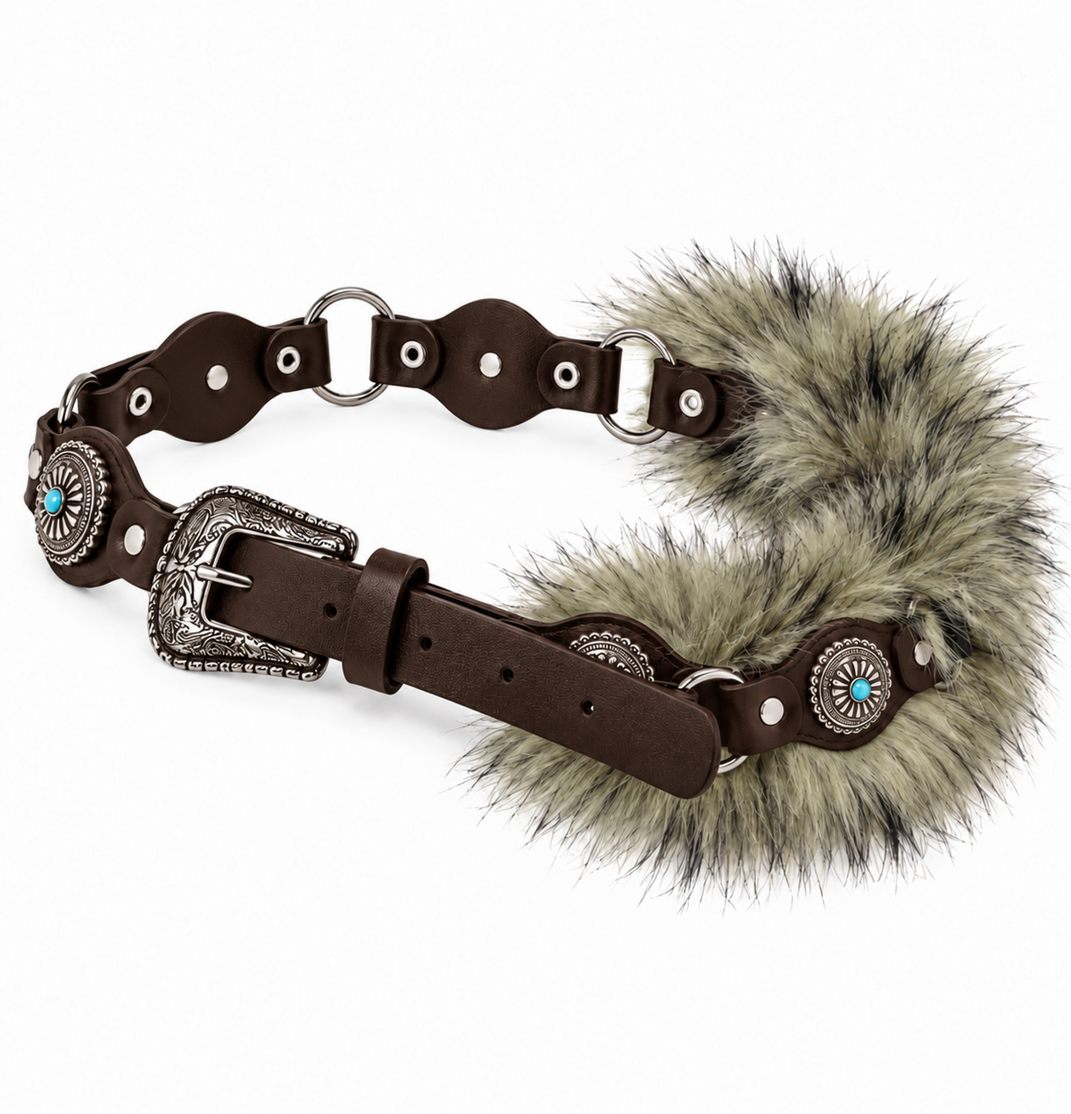 Fur Statement Buckle Belt