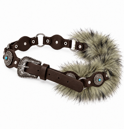 Fur Statement Buckle Belt