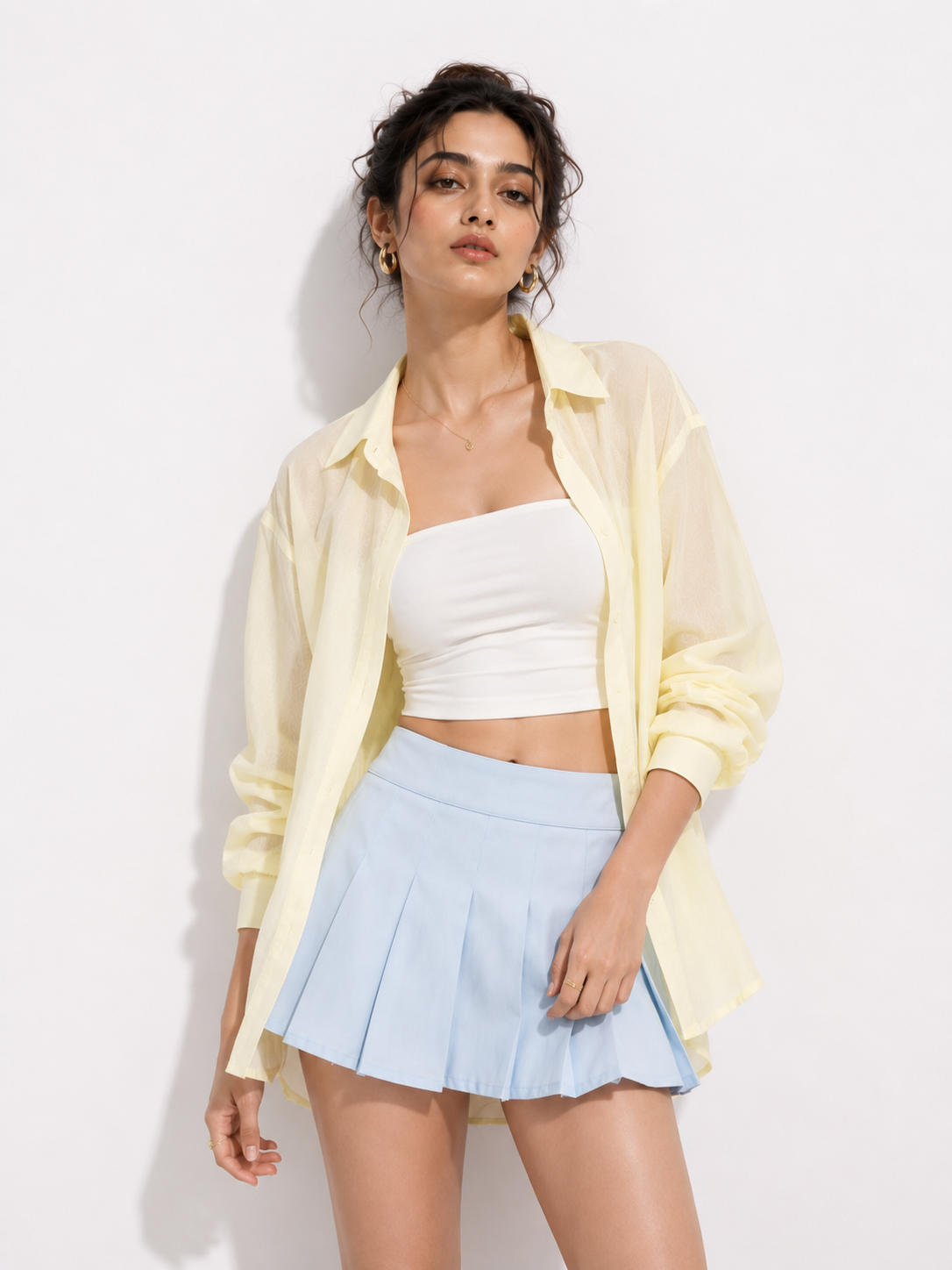 Relaxed Sheer Button-Up Shirt