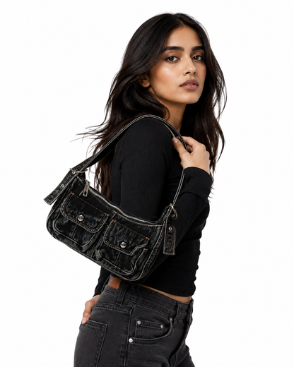 Midnight Moto Denim Purse