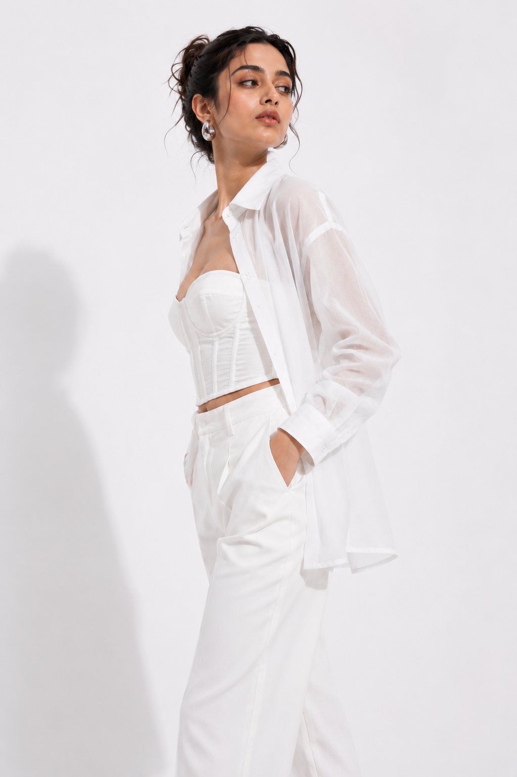 Relaxed Sheer Button-Up Shirt