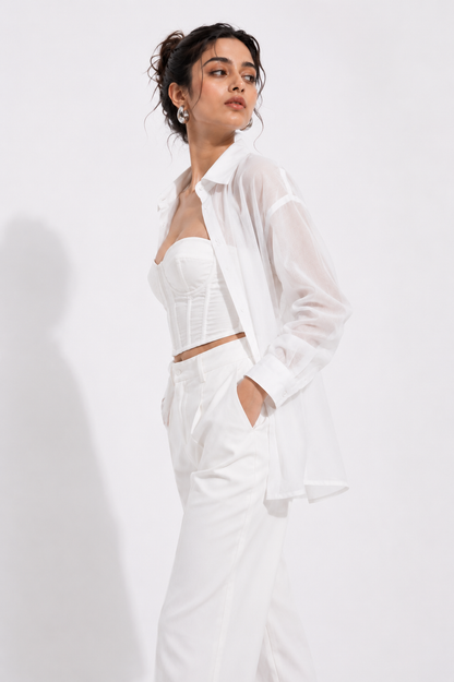 Relaxed Sheer Button-Up Shirt