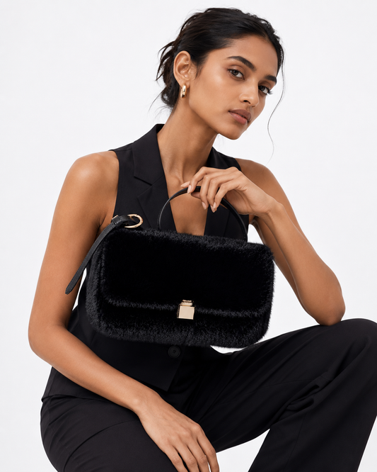 Midnight Plush Faux Fur Crossbody