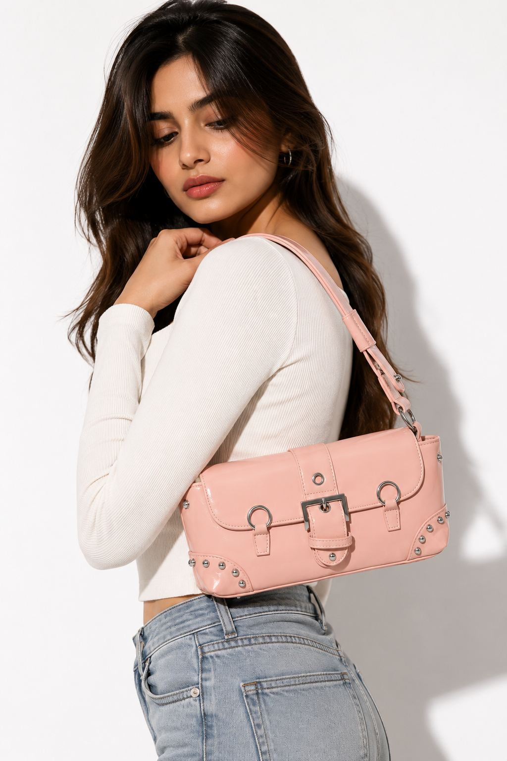 Luna Studded Shoulder Purse