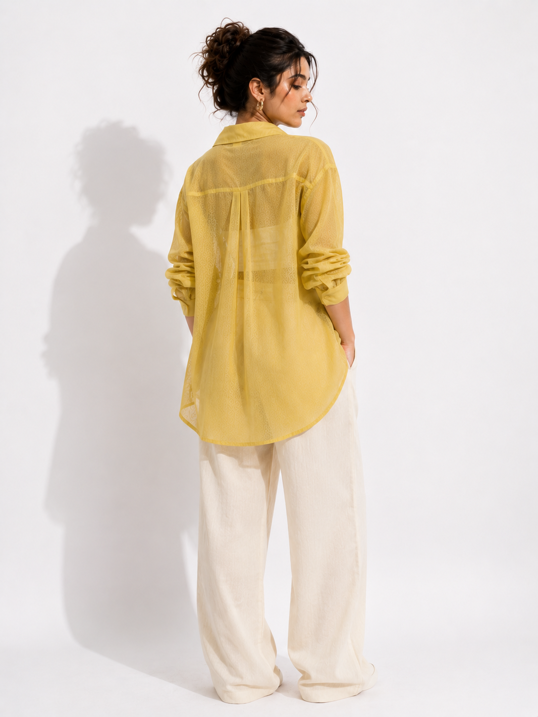 Relaxed Sheer Button-Up Shirt