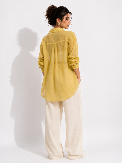 Relaxed Sheer Button-Up Shirt