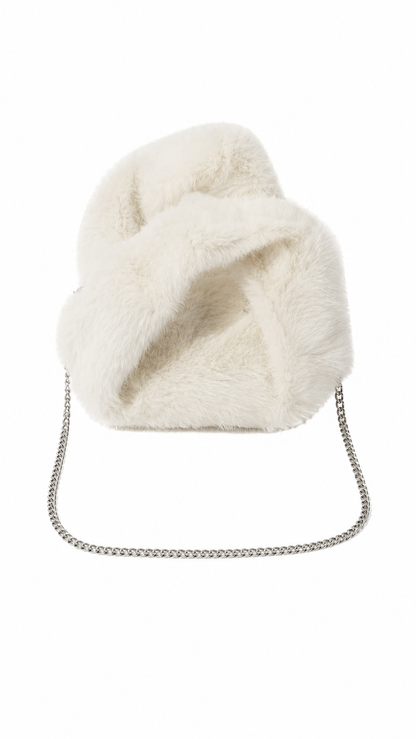 Arctic Cloud Faux Fur Slouch Bag