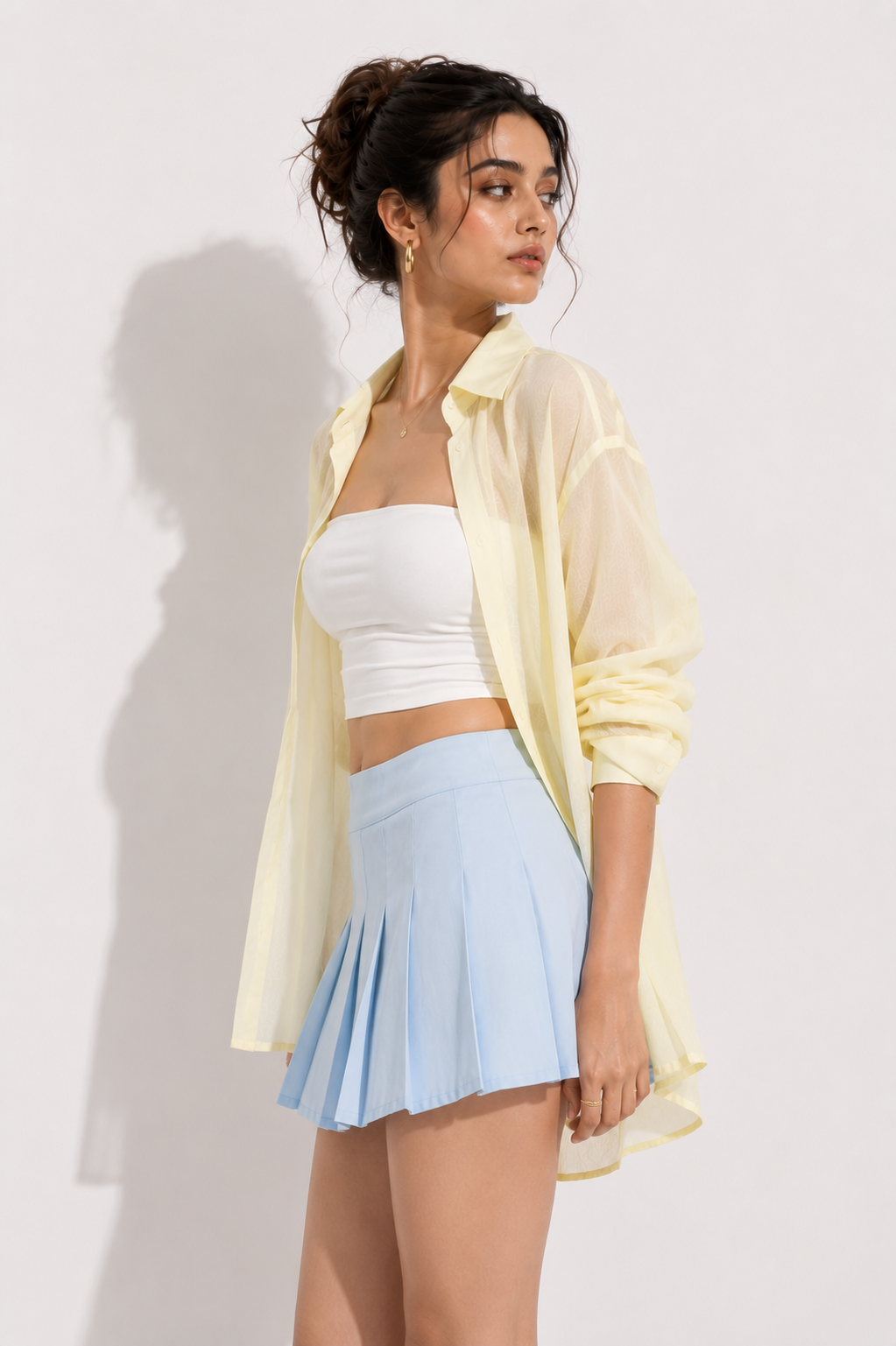 Relaxed Sheer Button-Up Shirt