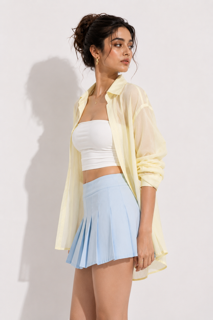 Relaxed Sheer Button-Up Shirt