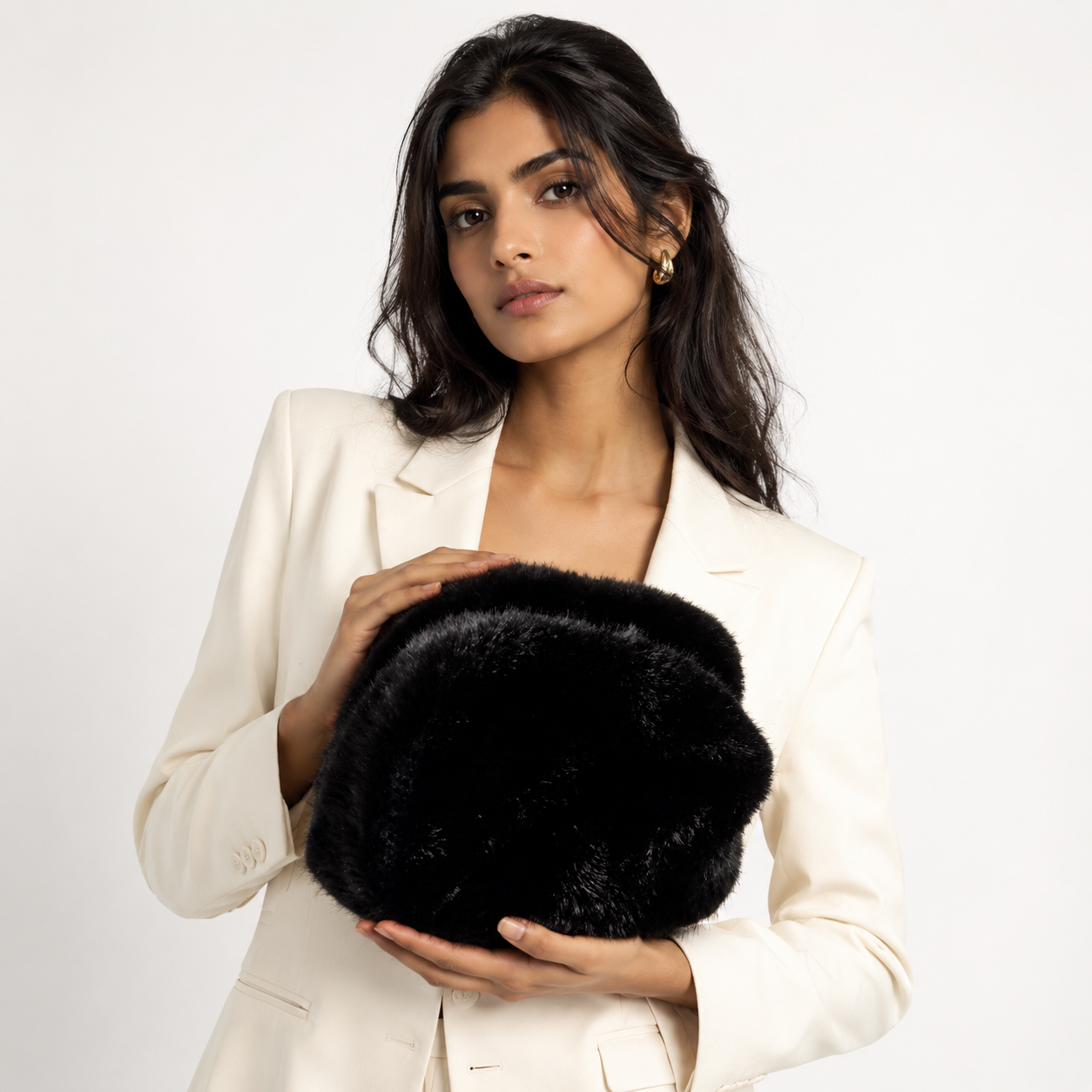 Onyx Luxe Faux Fur Bag