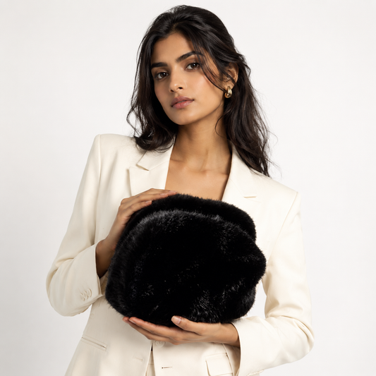 Onyx Luxe Faux Fur Bag