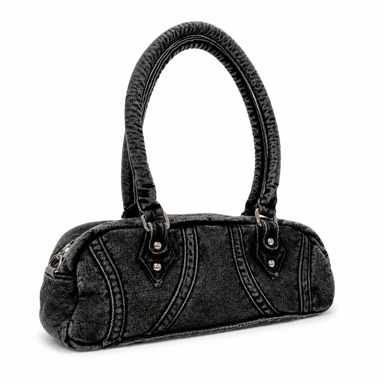 Onyx Aura Denim Barrel Bag