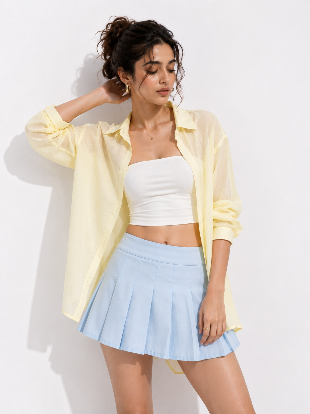 Relaxed Sheer Button-Up Shirt