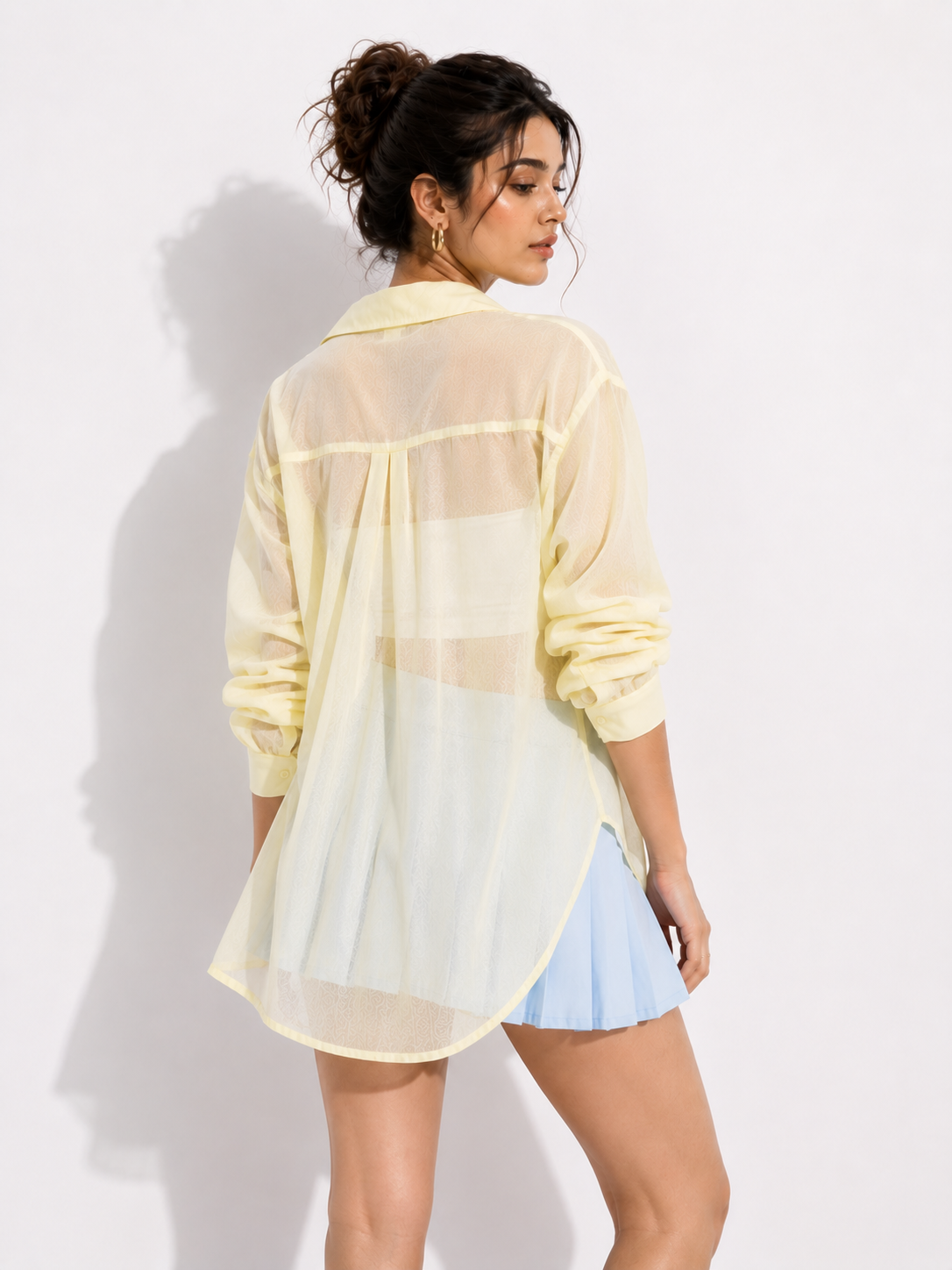 Relaxed Sheer Button-Up Shirt