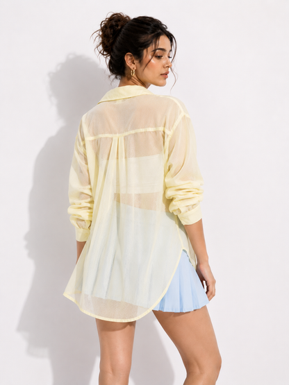 Relaxed Sheer Button-Up Shirt