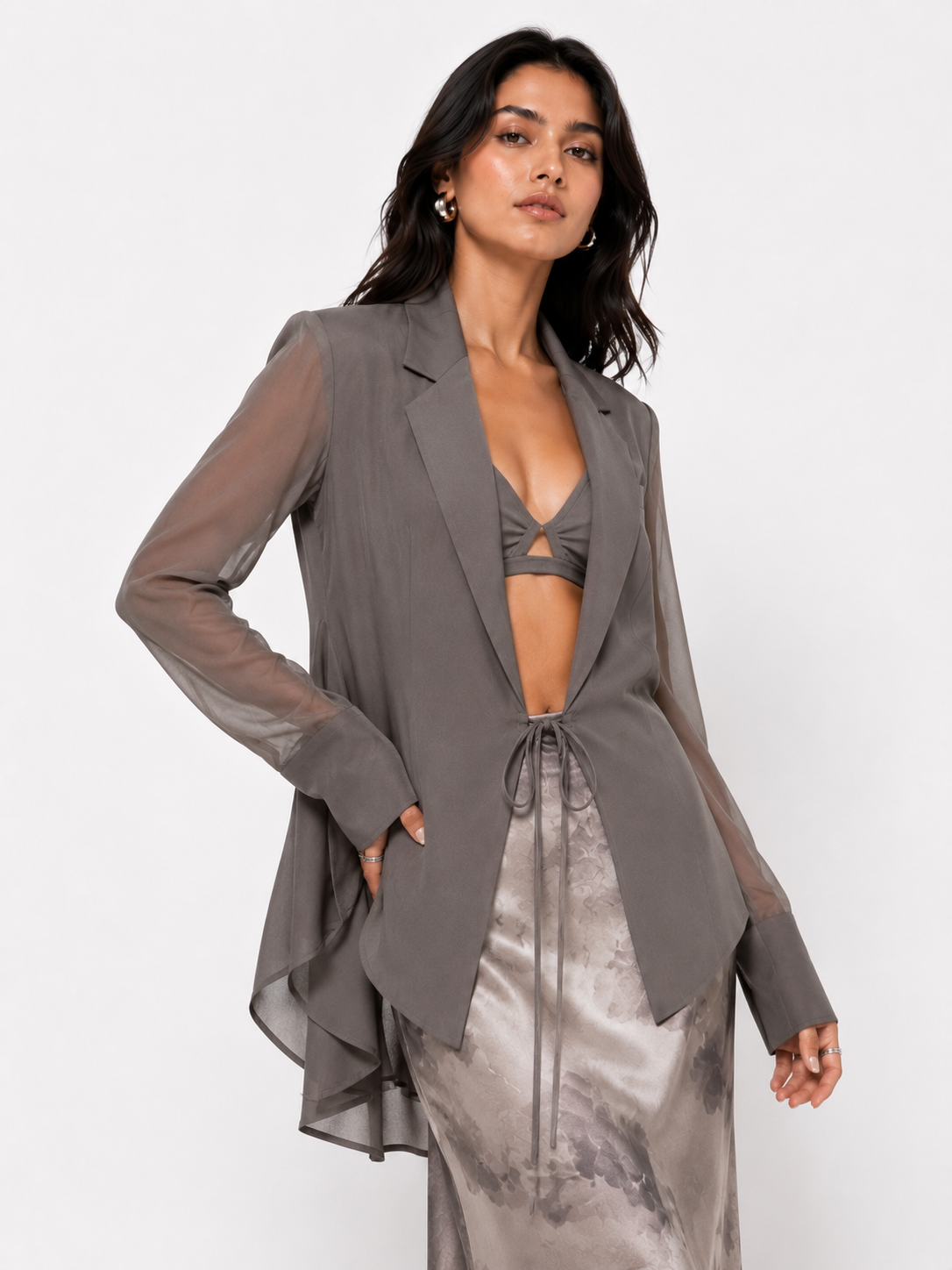 Aura Sheer Tiered Blazer