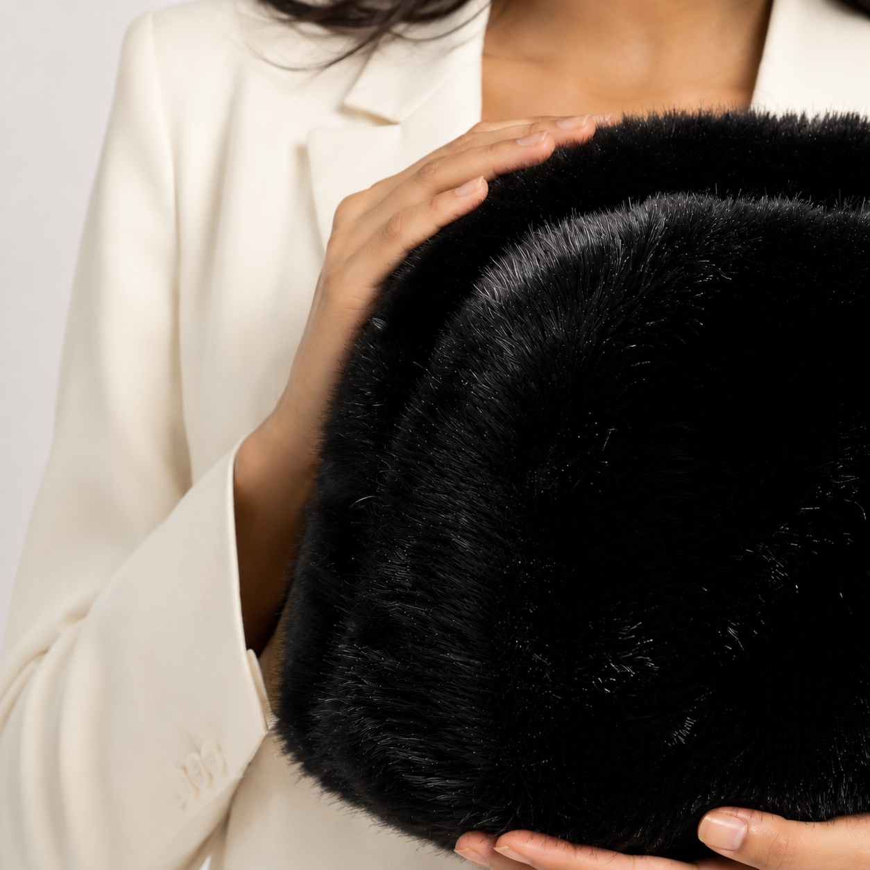 Onyx Luxe Faux Fur Bag
