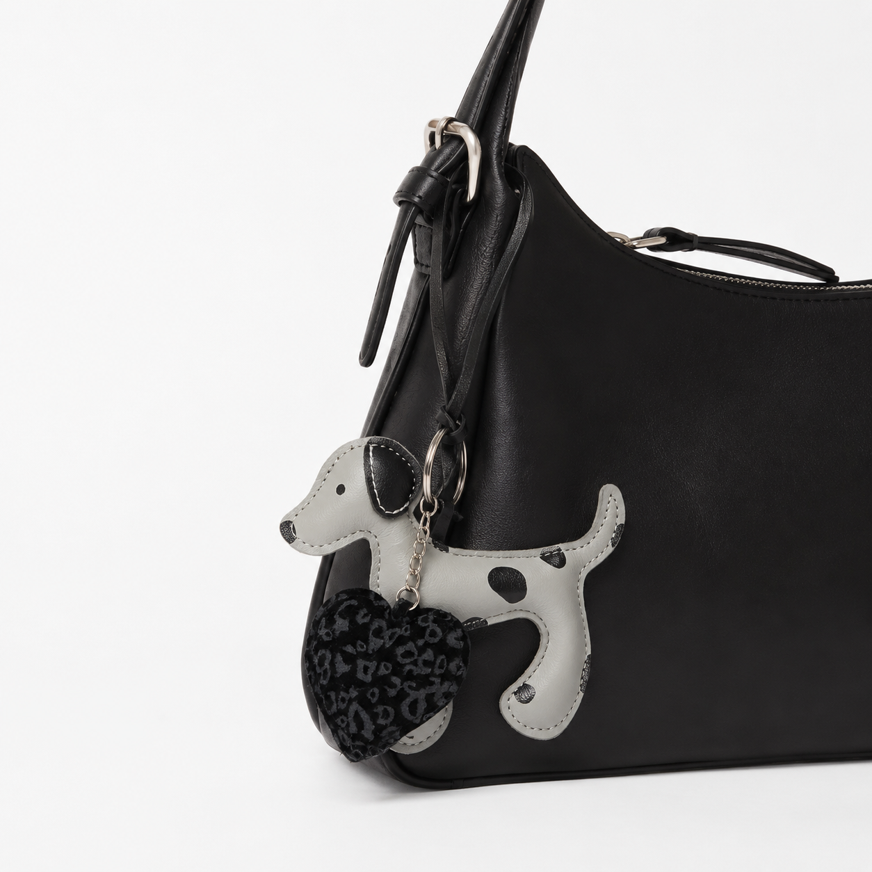 Noir Pup Heart Charm