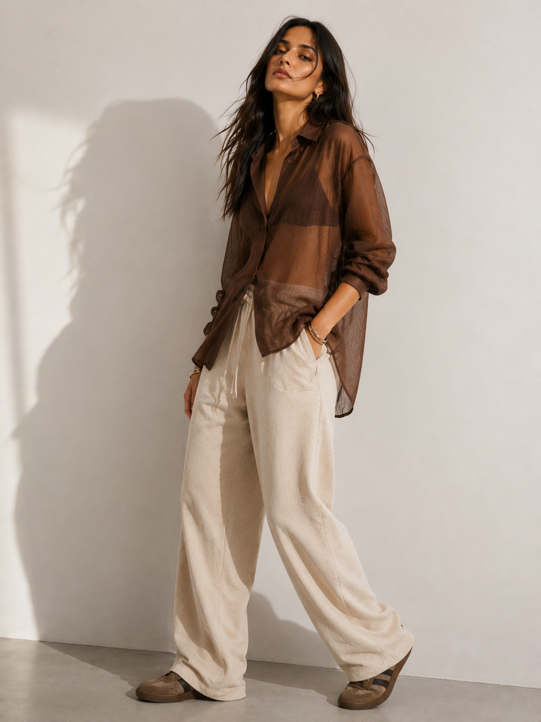 Relaxed Sheer Button-Up Shirt